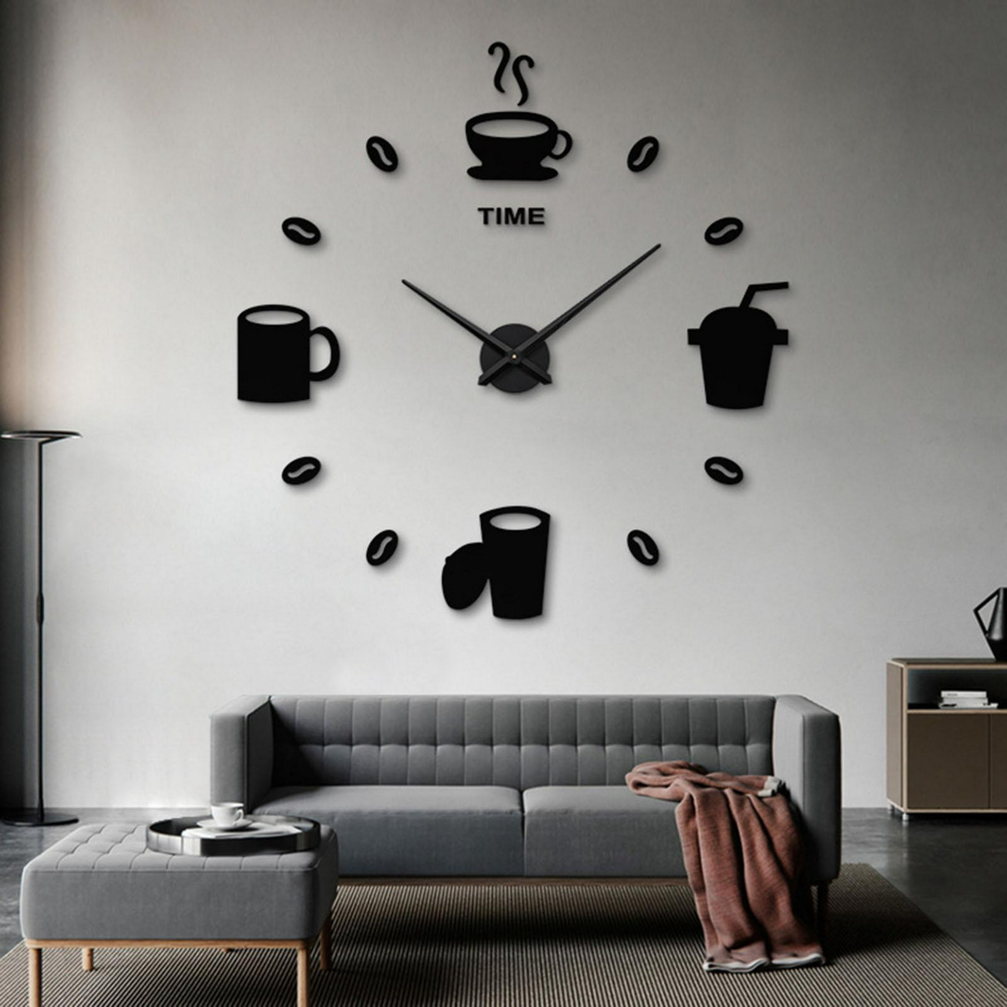  Acrílico gris mármol patrón amarillo pared adhesivo reloj aguja  metal mecanismo reloj silencioso moderno sala de estar decoración del hogar  reloj de pared (color: Cc135) : Hogar y Cocina
