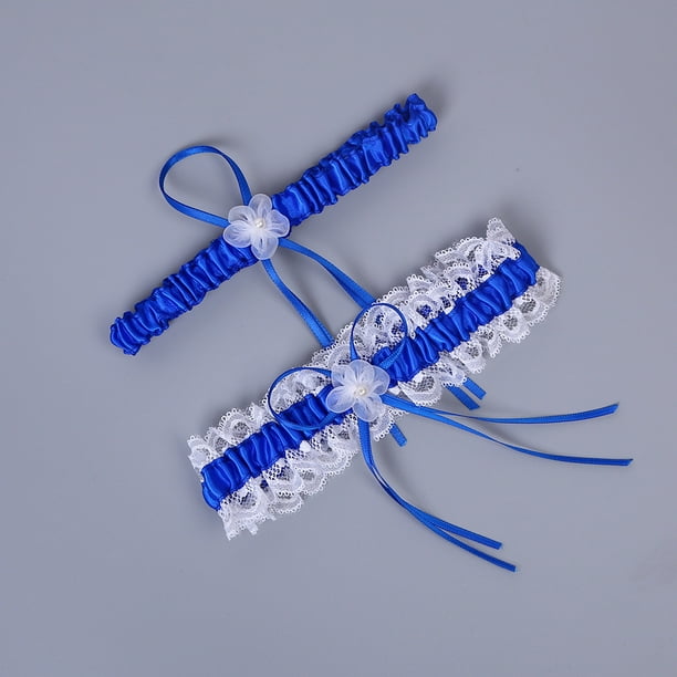Conjunto de liguero de encaje azul, regalo de liga de boda nupcial para  novia, algo azul, Azul