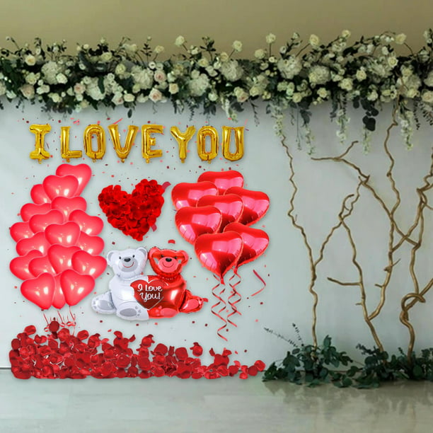 Decoración de globos de San Valentín Globos de corazón rojo Globos de papel  C Yuyangstore Globos de San Valentín