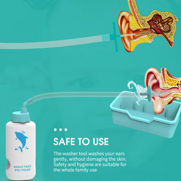  Kit de eliminación de cera de oído, kit de limpieza de oídos  incluye botella para los oídos, lavabo y 20 puntas reutilizables, kit de  enjuague de oídos seguro, eficaz y fácil