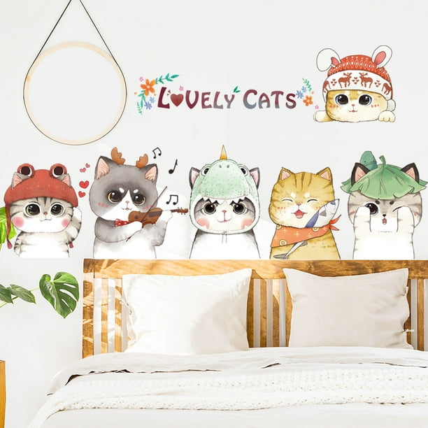 Un conjunto de pegatinas de pared de gatos bonitos, pegatinas