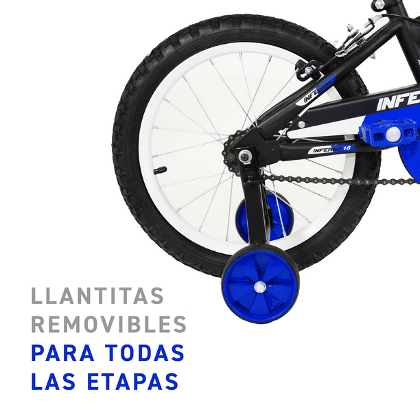 Bicicleta para niño de 5 a 10 años, Rodada 16, Azul-Gris, con rueditas de  entrenamiento. Unibike Inferno Urbana