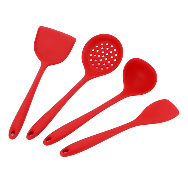 Juego de utensilios de cocina de silicona roja antiadherente 4 unids  cuchara hornear herramientas de cocina utensilios de cocina resistente al  calor