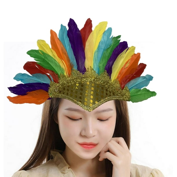 Mersuii Tocado de plumas indio, tocado de plumas unisex, tocado de plumas  de nativo americano, tocado de corona, tocado de carnaval, tocado para  disfraz, accesorios para el cabello : Todo lo demás 