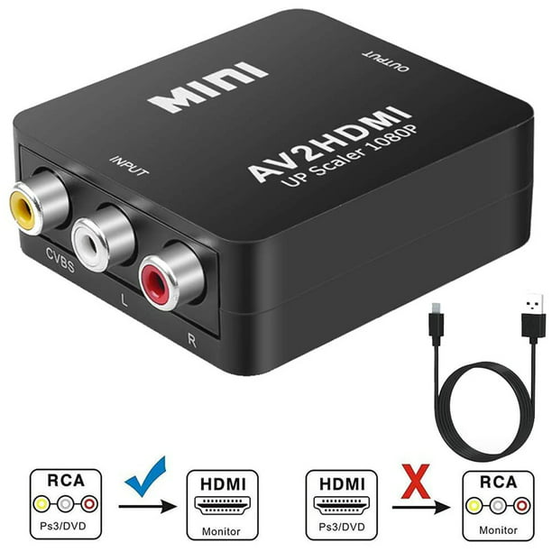 Adaptador compatible con AV a HDMI 1080P MINI Adaptador compatible con  AV2HDMI Caja convertidora de video para HDTV Likrtyny Accesorios  electrónicos