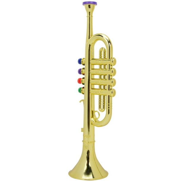 TOYANDONA 1 trompeta para niños, juguete de trompeta de plástico,  instrumento musical, juguete educativo temprano para niños y niñas (dorado)
