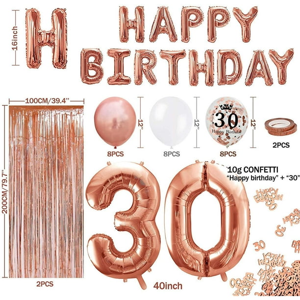 Decoraciones de feliz cumpleaños 30 para él, juego de globos de fiesta de  cumpleaños de 30 cumpleaños negro dorado globos de estrella globo XXL  número