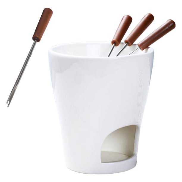 MIJOMA Minifondue de chocolate (incluye 2 tenedores de fondue de aprox. 10  x 9 x 6 cm), color blanco : : Hogar y cocina