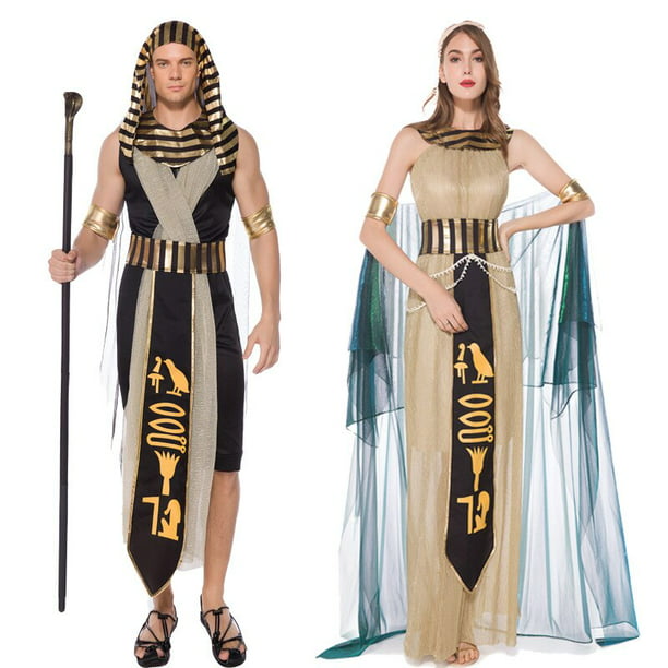Disfraz de Faraón egipcio antiguo para hombre y mujer, ropa negra para  fiesta de Halloween, cosplay tradicional de Egipto, Reina Cleopatra -  AliExpress