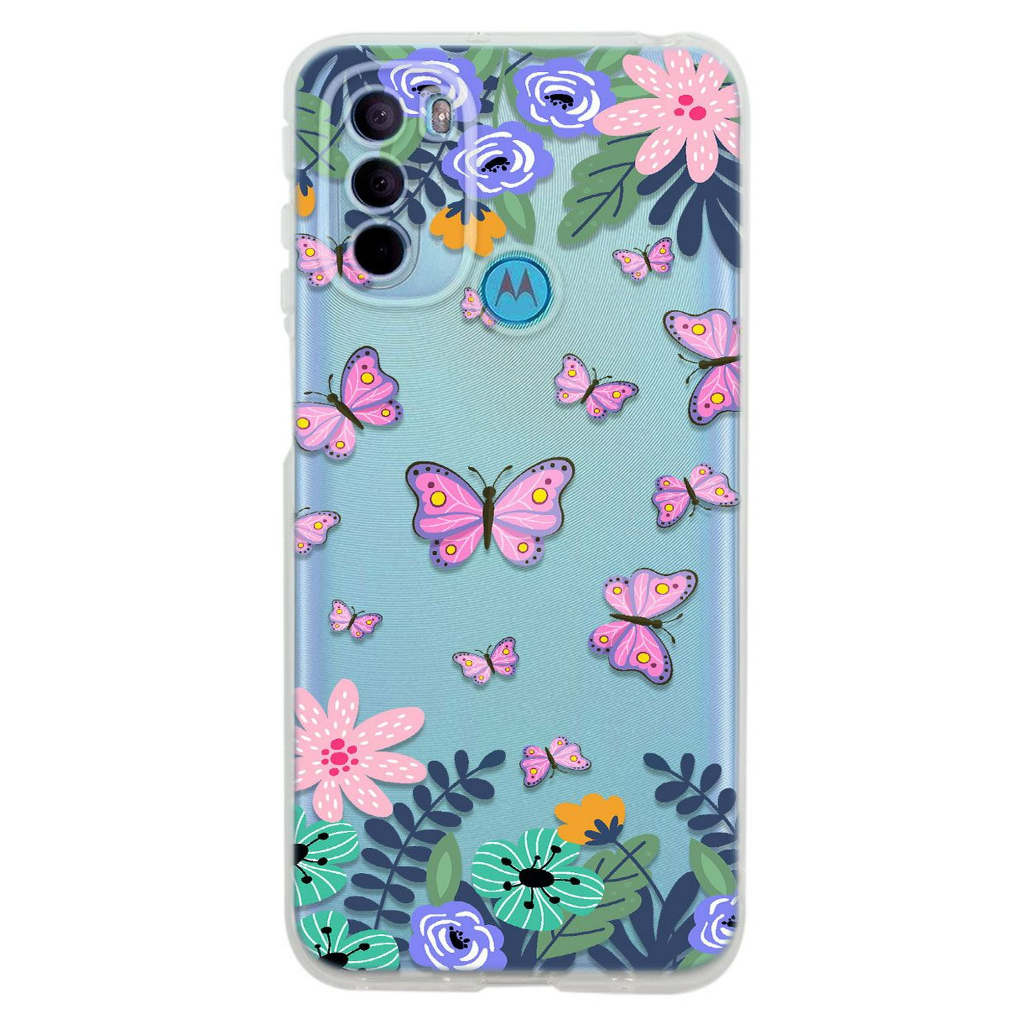 Funda para moto g31 mariposas y flores uso rudo, instacase protector para moto g31 antigolpes, case mariposas y flores