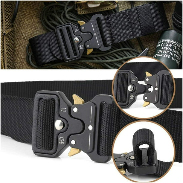 Cinturón táctico para hombres y mujeres, cinturón de trabajo militar de  nailon con hebilla de liberación rápida, regalo con bolsa Molle y clip