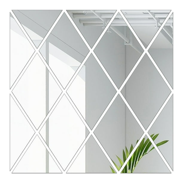 Calcomanías de pared pegatina de pared diamante espejo diseño reflectante  DIY familia pared arte pegatina decoración