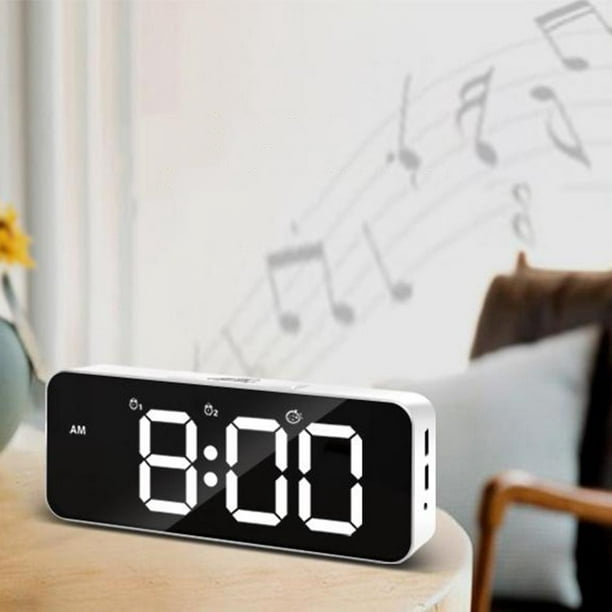 Reloj despertador digital electrónico Lámpara de escritorio: Reloj de mesa  digital sin tictac Pantalla LCD grande Reloj despertador con luz LED para