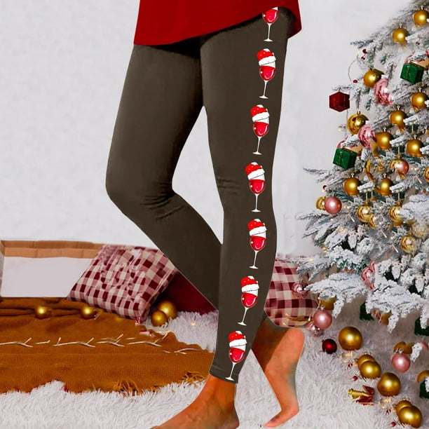 Gibobby Leggins Termicos Mujer Forro Polar Leggings casuales para mujer  Leggings de entrenamiento Pantalones de bloque de color con estampado  navideño Leggings elásticos (Rojo, XL)