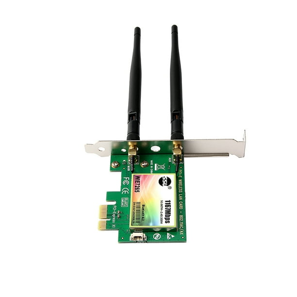 Tarjeta WiFi Bluetooth de escritorio AC1200Mbps, adaptador de red PCIe WiFi  inalámbrico 5GHz/2,4 GHz, tarjeta de red PCI Express de banda Dual