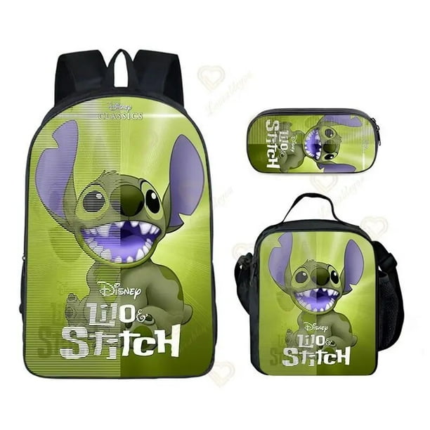 Mochila Disney Stitch de 3 piezas para escuela primaria y secundaria, bolsa  de almuerzo, bolsa de lápices, suministros escolares impermeables