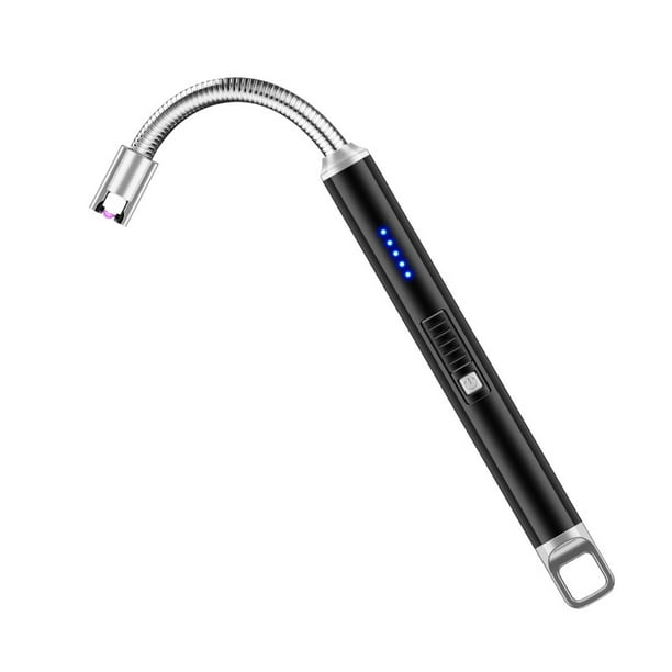 SUPRUS Encendedor eléctrico recargable de arco con pantalla LED de batería  larga y flexible cuello USB encendedor para cocinar velas (negro)