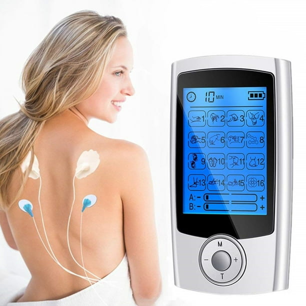 TENS - Estimulador muscular de unidad EMS, 24 modos, doble canal,  masajeador de pulso recargable para espalda, cuello, alivio del dolor  muscular. con