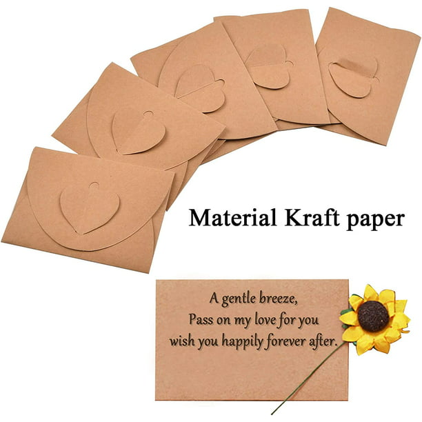 Sobres de papel de 20 piezas, sobres pequeños de Papel Kraft de 10cm, sobres  simples de