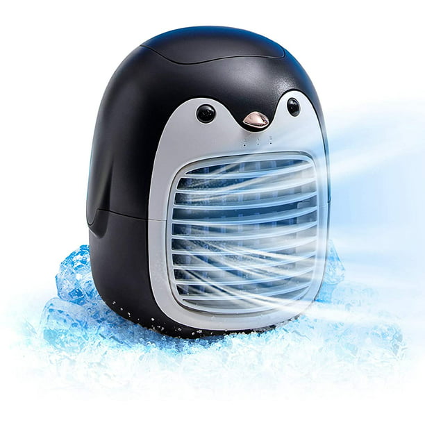 Lindo pingüino ventilador de aire acondicionado portátil, enfriador de aire  inalámbrico USB recargable, espacio personal mini evaporativo, silencioso 3  velocidades humidificador ventilador de niebla Namotu LRWJ797