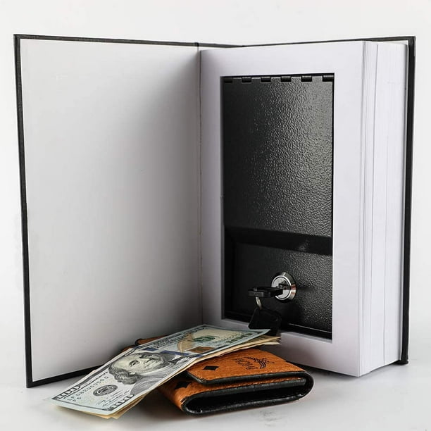 Caja fuerte para libros de páginas con cerradura de llave, caja fuerte  secreta de transferencia de diccionario, caja de seguridad oculta para  dinero, 9.45 x 6.0 x 2.2 grande negro Ormromra CZBG-HY86