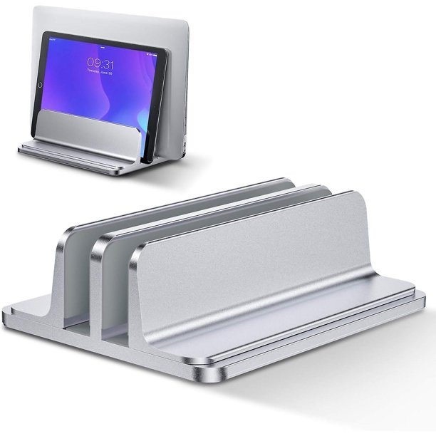 Soporte Vertical Doble para Laptop y Tablet de Aluminio - Ancho