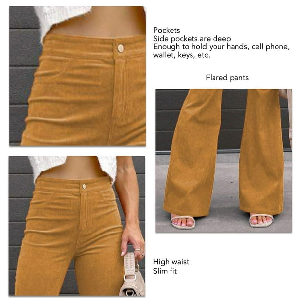 Pantalones Acampanados De Talle Alto Para Mujer, Diseño De Bolsillos Color  Puro Pantalones Acampanados Con Parte Inferior De Campana Para Mujer Otoño