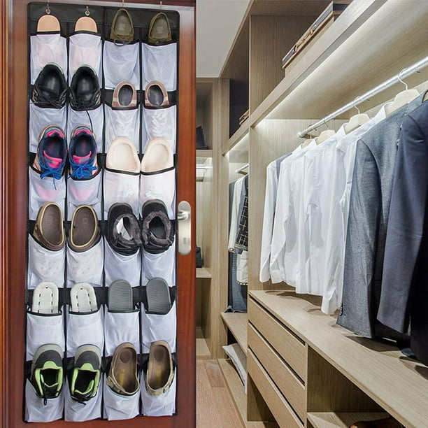 Organizador de zapatos para colgar sobre la puerta con 24 bolsillos grandes