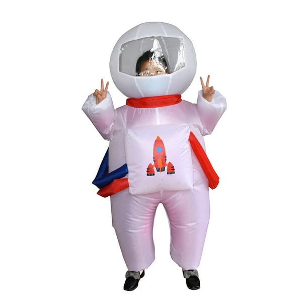 Disfraz de astronauta con casco para adultos y niños, traje de Cosplay, Día  de los niños, inflable, foto familiar, Halloween