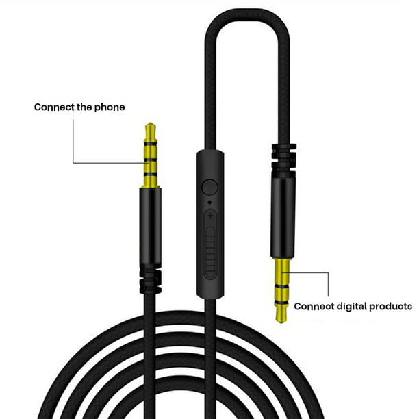 Cable De Audio De 3,5 Mm 1/8  Auxiliar Con Micrófono Para