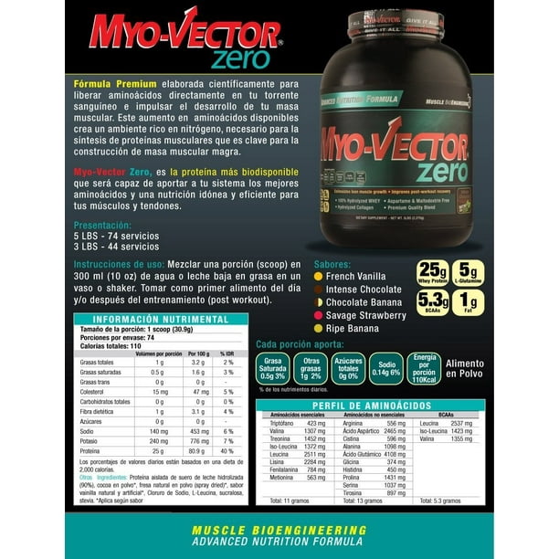 Myo Vector, Iso-Zero, Vainilla, 100% proteína asilada de suero de leche,  Sin carbohidratos, Colágeno hidrolizado, Libre de Aspartame y  Maltodextrina