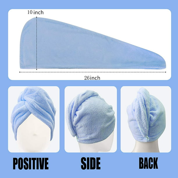 Betz toalla turbante para el pelo de microfibra de color azul