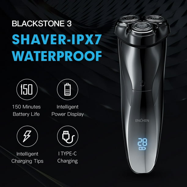 Afeitadora eléctrica para hombre, máquina de afeitar inteligente para Barba,  IPX7 resistente al agua, en seco