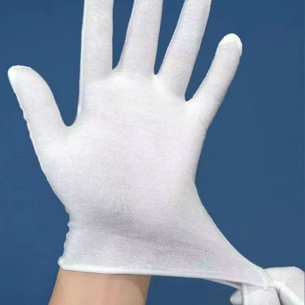 Guantes de algodón blanco, guantes de algodón grueso grande, 12 pares (XL)