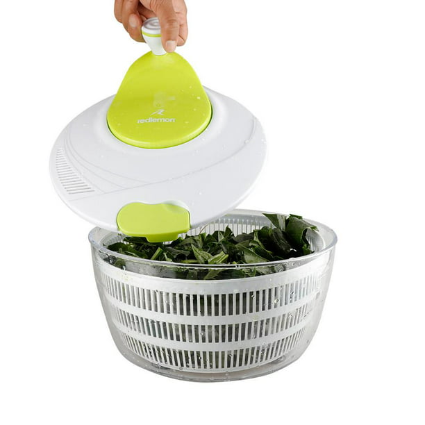 Centrifugadora de ensalada 4 litros, plástico, escurridor manual para  lechuga y verduras, mecanismo de giro en la ta