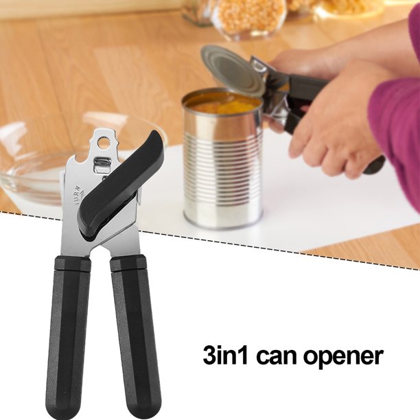  Abrelatas, abridor de latas, abridor de latas, 3 en 1, manual  de mano (negro). : Hogar y Cocina