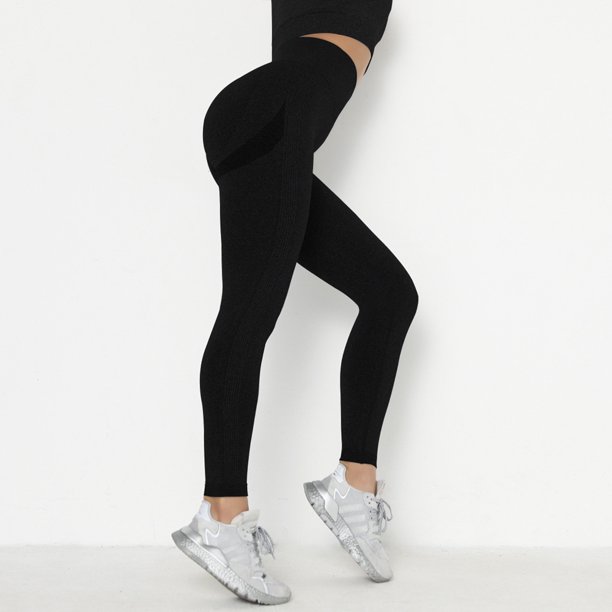 Fitness Pantalones de yoga de punto de color sólido para mujer, mallas  deportivas para entrenamiento (negro XL) Ehuebsd Para Estrenar