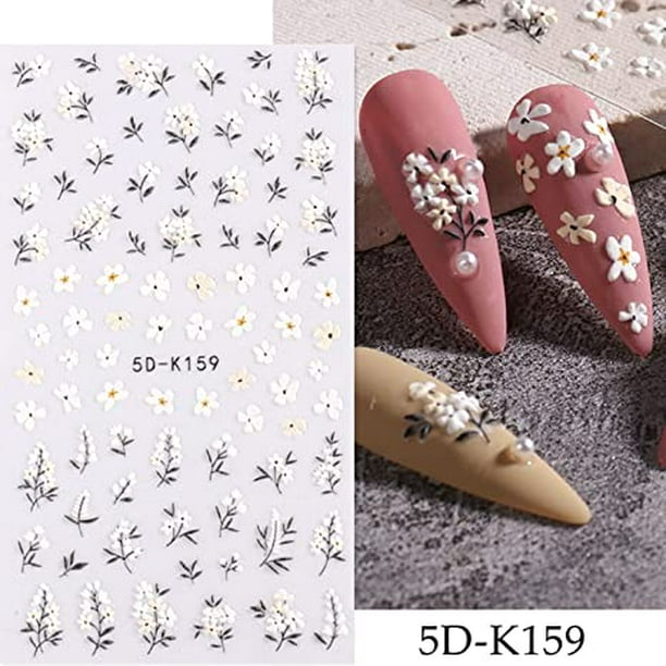 5D Pegatinas Uñas Autoadesiva 4 Hojas Flores Pegatinas Para Uñas Adhesivas  Nail Art Stickers Decoracion Uñas para Mujer Niñas Manicura DIY :  : Belleza