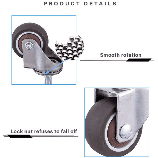 Ruedas Giratorias De Vástago Resistentes M10-1.5 X 25 Mm, Doble Bloqueo, Sin Ruido, Con Rosca De PVC, Paquete De 4 Para Banco De Trabajo, Plataforma, Muebles (5 Pulgadas, Naranja