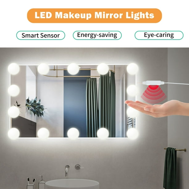 Tira De Luces LED Para Espejo Maquillaje Bano Tocador 10ft Estilo Hollywood