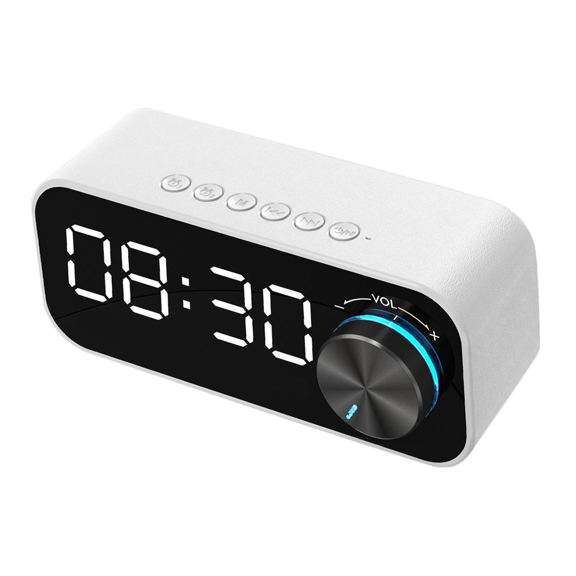 GENERICO Radio Reloj Despertador Digital Parlante Bluetooth Y Espejo Blanco