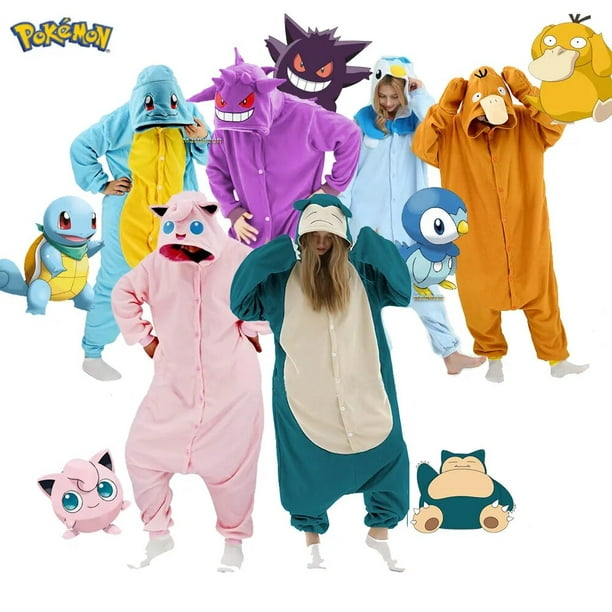 Pijama de Pokémon Snorlax para hombre y mujer, traje de Cosplay para fiesta  de vacaciones, ropa de franela de Anime, pijama de una pieza