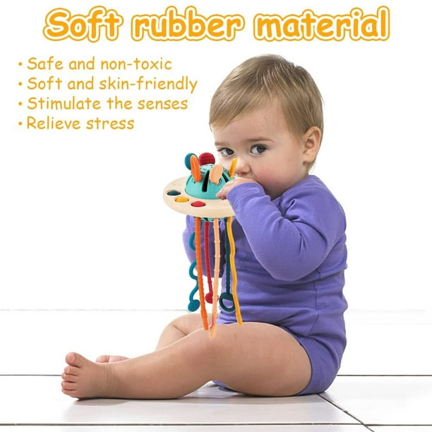 Juguetes Montessori para bebés de 12 a 18 meses, juguetes para bebés de 6 a 12  meses, juguetes sensoriales para niños pequeños, juguete de actividad ovni  de silicona de grado alimenticio, juguetes