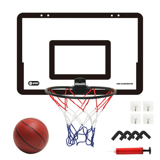 Tablero de baloncesto transparente para colgar en la puerta, Mini tablero  trasero de baloncesto sin perforaciones con 1 cesta de red, 4 ganchos, 1  baloncesto Wmkox8yii HAHFKSH1001