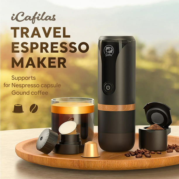 Simpresso - Cafetera portátil para café espresso | Cafetera compacta de  viaje compatible con cápsulas Nespresso y café molido expreso | Operado