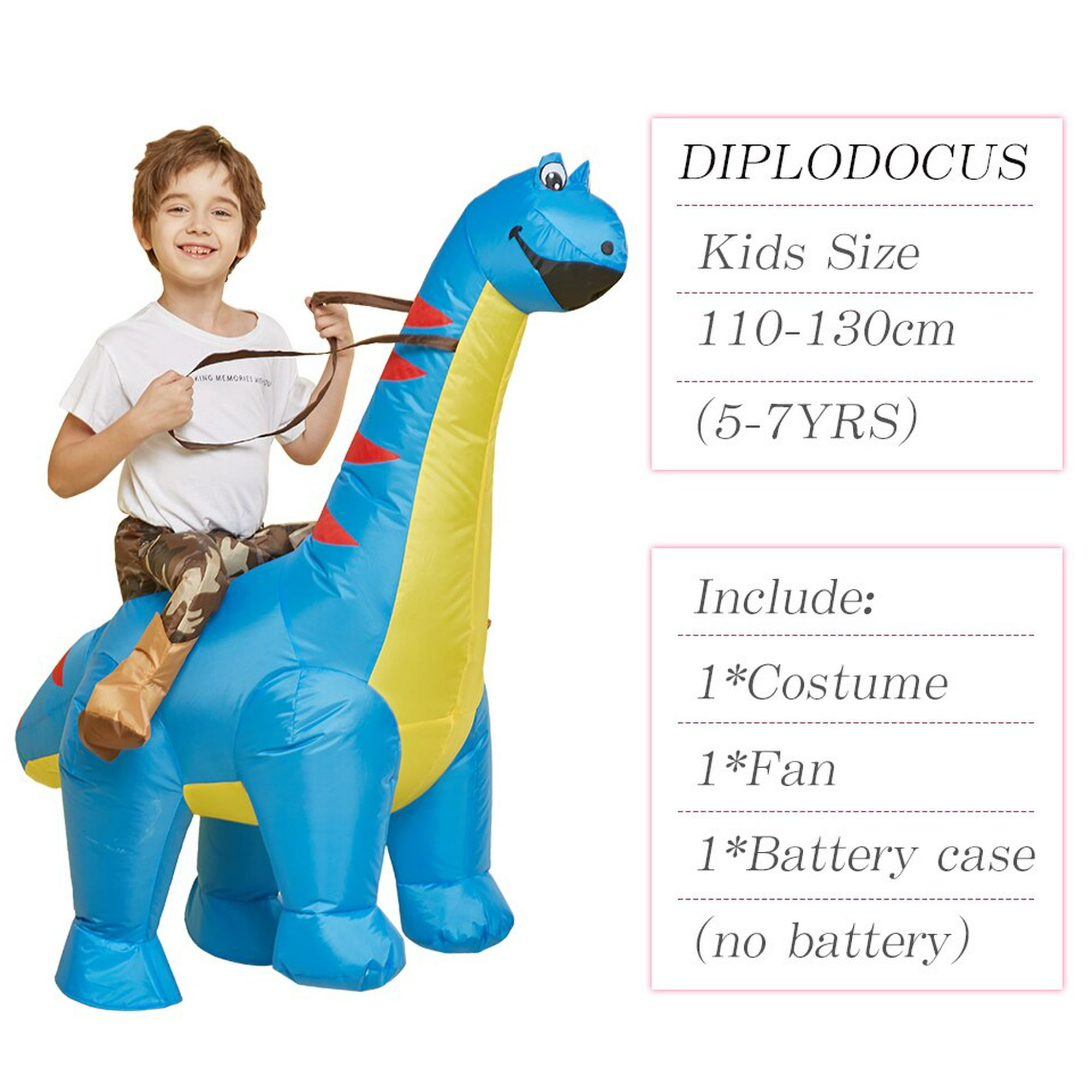 Disfraz inflable de dinosaurio para niños, disfraz de dinosaurio inflable  de Halloween para niños y niñas, divertido disfraz de dinosaurio para montar
