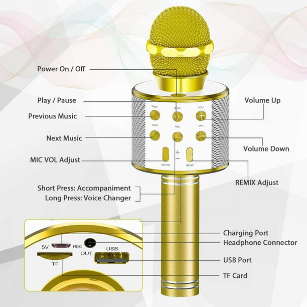 Bluetooth Microfono Inalambrico Dorado - Promart