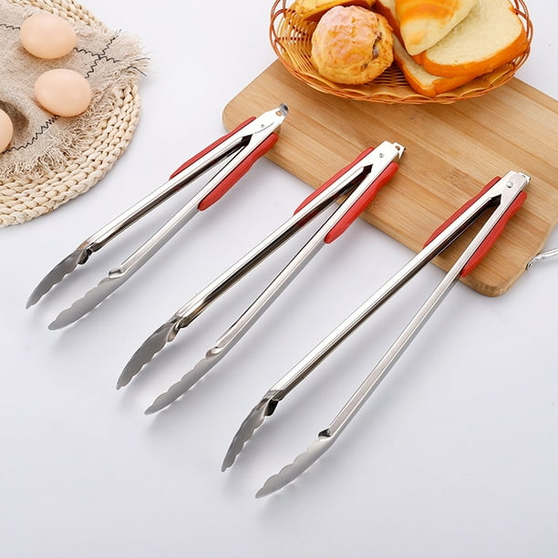Comprar Pinzas de silicona para cocina, utensilio con mango de acero  inoxidable, para servir ensalada y barbacoa, 1 ud.