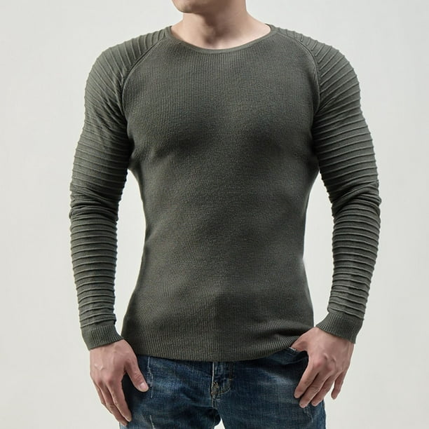 Suéter De Punto Sólido De Manga Larga De Moda Para Hombre, De Hombre Para  Otoño Invierno