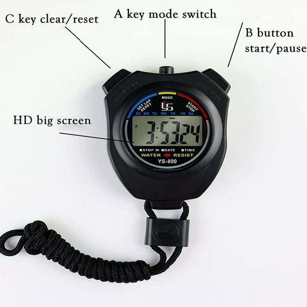 Cronómetro, temporizador deportivo / temporizador LCD digital con silbato  de acero inoxidable gratis, aplicado para correr fútbol